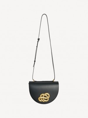 By Malene Birger Cebella Leather Shoulder Torbe Crne | HR_BB63298