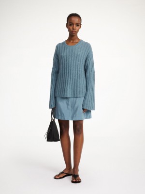 By Malene Birger Cierra Ribbed Sweater Pletenina Cool Water | HR_BB64536