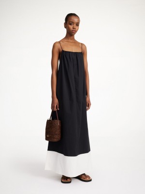 By Malene Birger Lanney Organic Cotton Maxi Haljina Crne Bijele | HR_BB33853